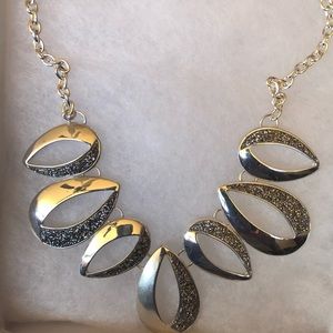 Silver Glitter Tear Drop Necklace